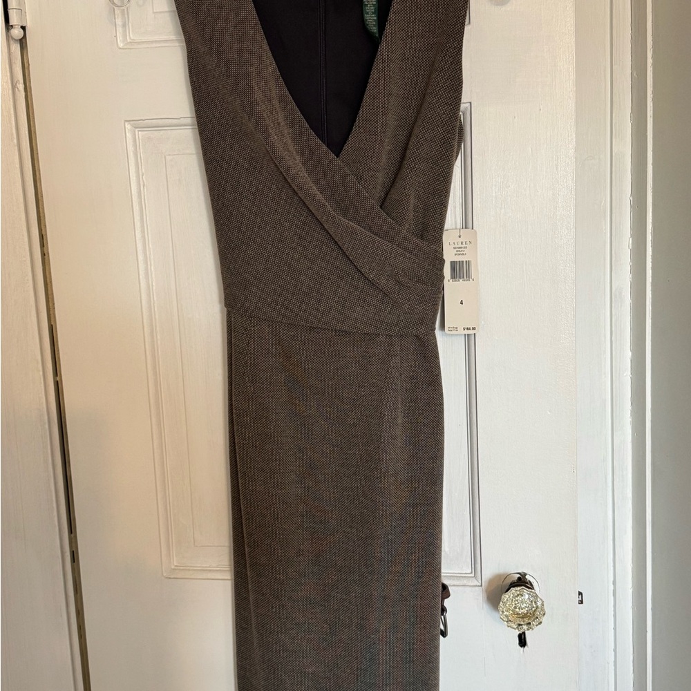 Lauren by Ralph Lauren Brown Sleeveless Dress. Size 4 NWT.